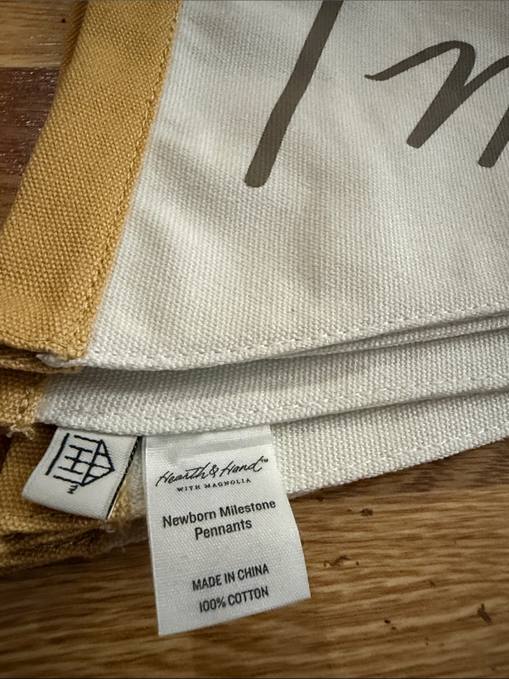 Hearth & Hand Cream and Mustard Newborn Milestone Pennants Double-sided - Picture 2 of 3